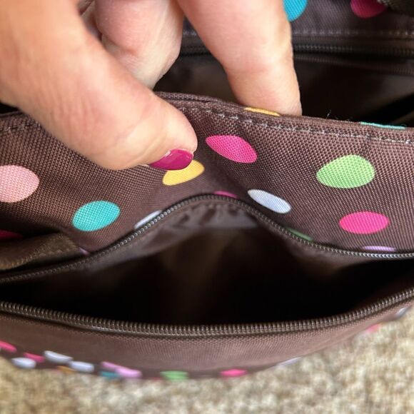 Pottery Barn Brown Polka Dots Travel Tote Bag and Small Toiletry Cosmetic Bag - Picture 5 of 14
